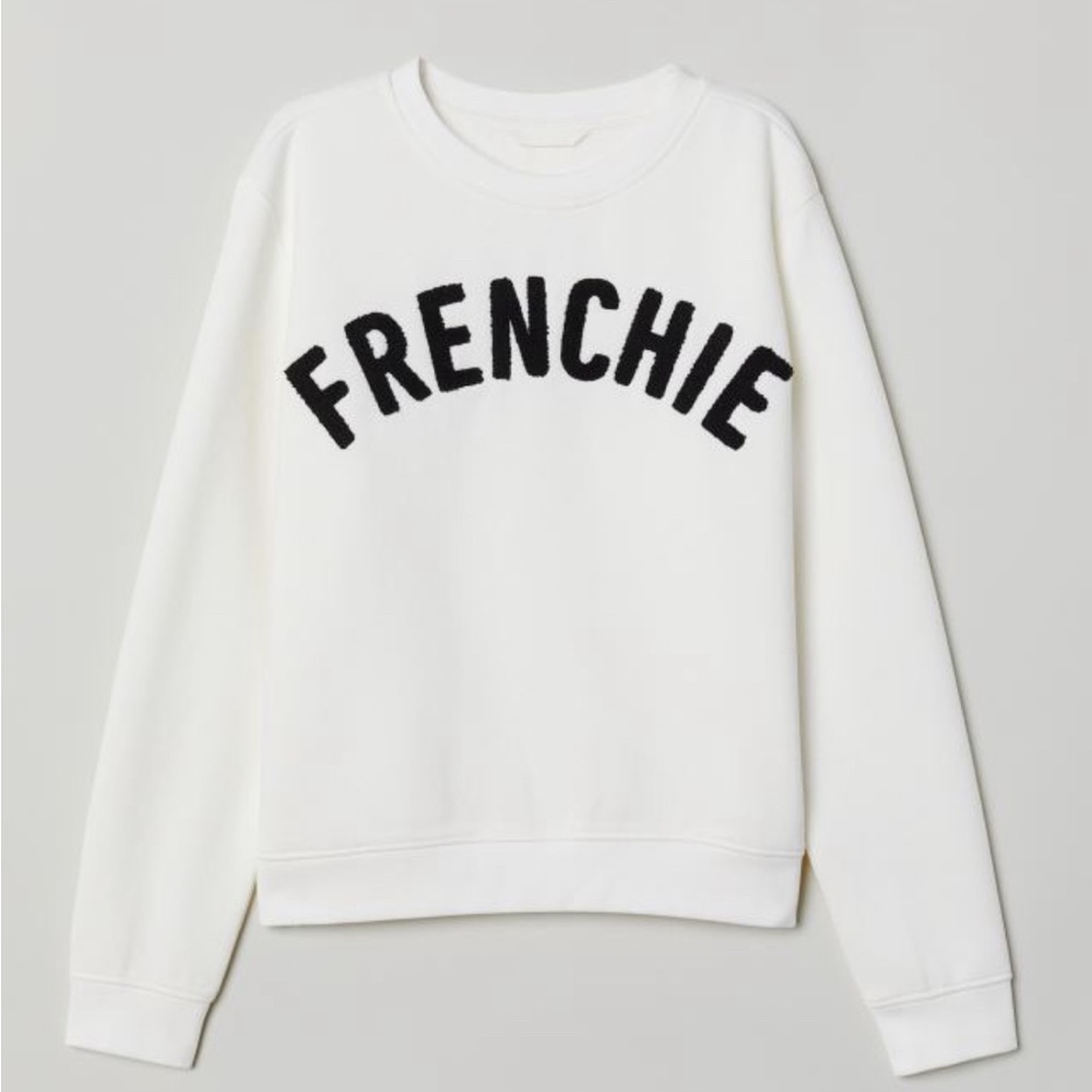 H&M Off-White “Frenchie” Printed Sweatshirt - Size XS NWT